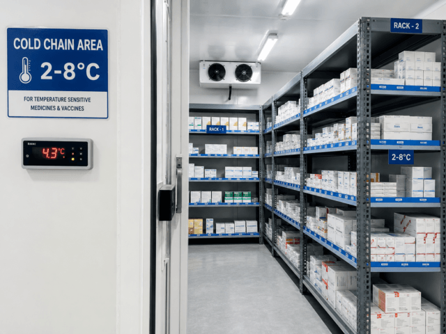 pharmaceutical cold chain area 2 to 8 celsius medicine storage warehouse