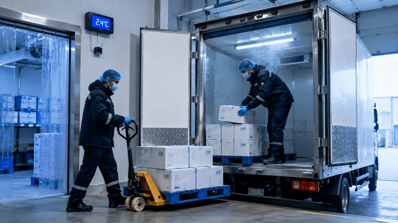 Pre-cooling and loading pharmaceutical cold chain shipments