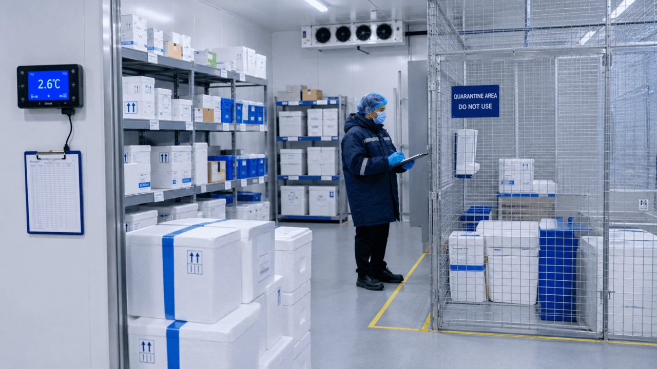 GDP-compliant pharmaceutical cold storage facility